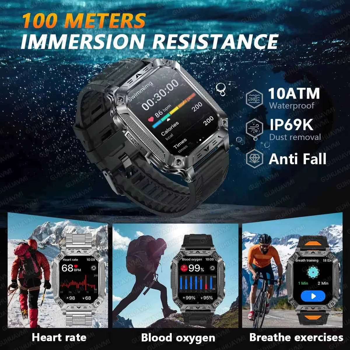 TANK Ultra 2026 1400mAh Military GPS Smart Watch Men 200Day Standby Rugged Tactical Watch 10ATM Diving SOS Satellite Alert Clock