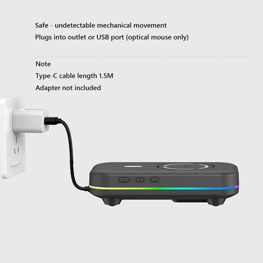 Undetectable Mouse Mover Jiggler 4 Modes Mouse Wiggler with Adjustable Interval Timer ON/Off Switch RGB Lights Keeps PC Active