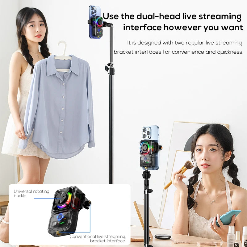 DL23 Semiconductor Phone Cooler Powerful Cooling 2000mAh Temperature Control Digital Display Dual Live Streaming Mount Holes