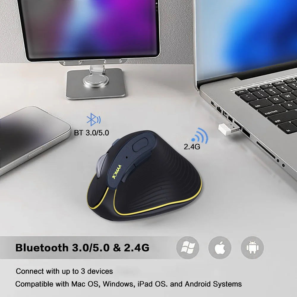 2.4G Wireless Keyboard Mouse Combo,Comfortable Natural Typing,Palm Rest,Multi-Device Bluetooth Rechargeable Keyboard Set