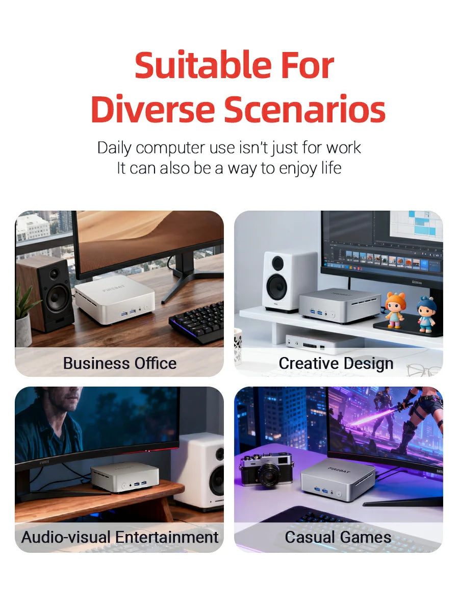FIREBAT R2 Mini PC AMD Ryzen5 3500U DDR4 16GB RAM M.2 PCIe 512GB SSD WiFi5 BT4.2 1000M Lan Portable Windows11 Desktop Computer