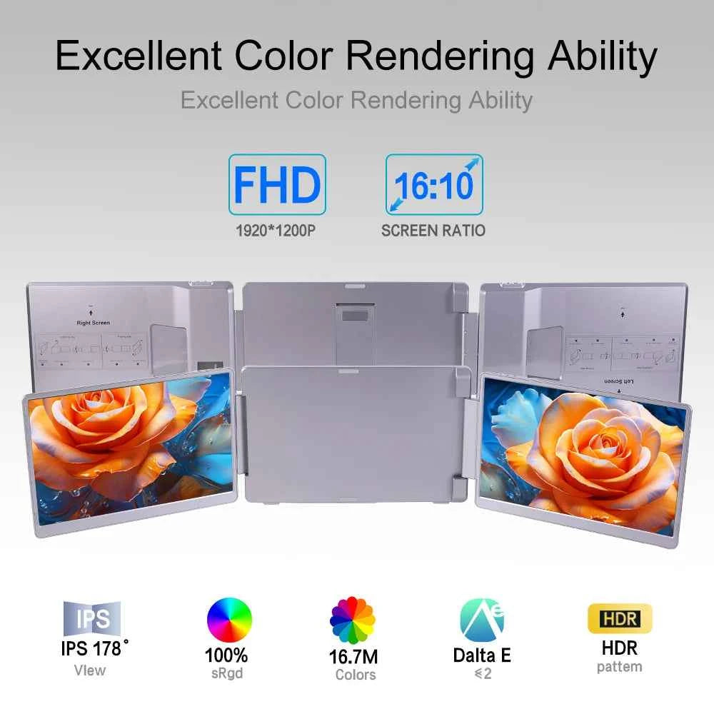 14 Inch Portable Monitor Dual screens For PC/Phone/PS4/PS5/Switch1/Switch2/Xbox 16:9 16:10 IPS FHD Screen Ship From US
