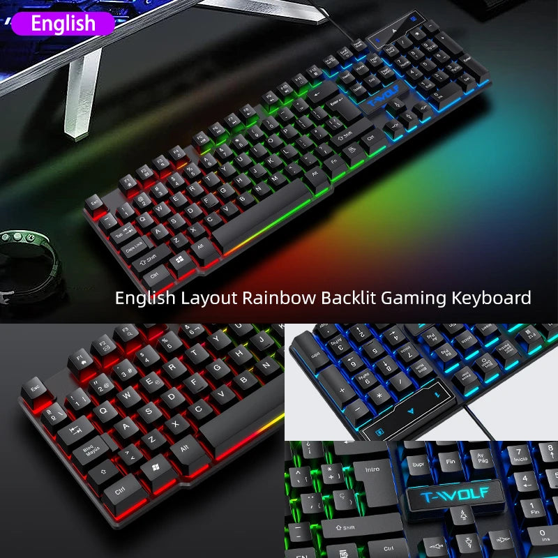 5-in-1 Set Gaming Combo Keyboard 4-color Breathing Light Mouse 3.5mm Gaming Headset Gaming Speaker Anti-slip Mouse Pad NEW HOT