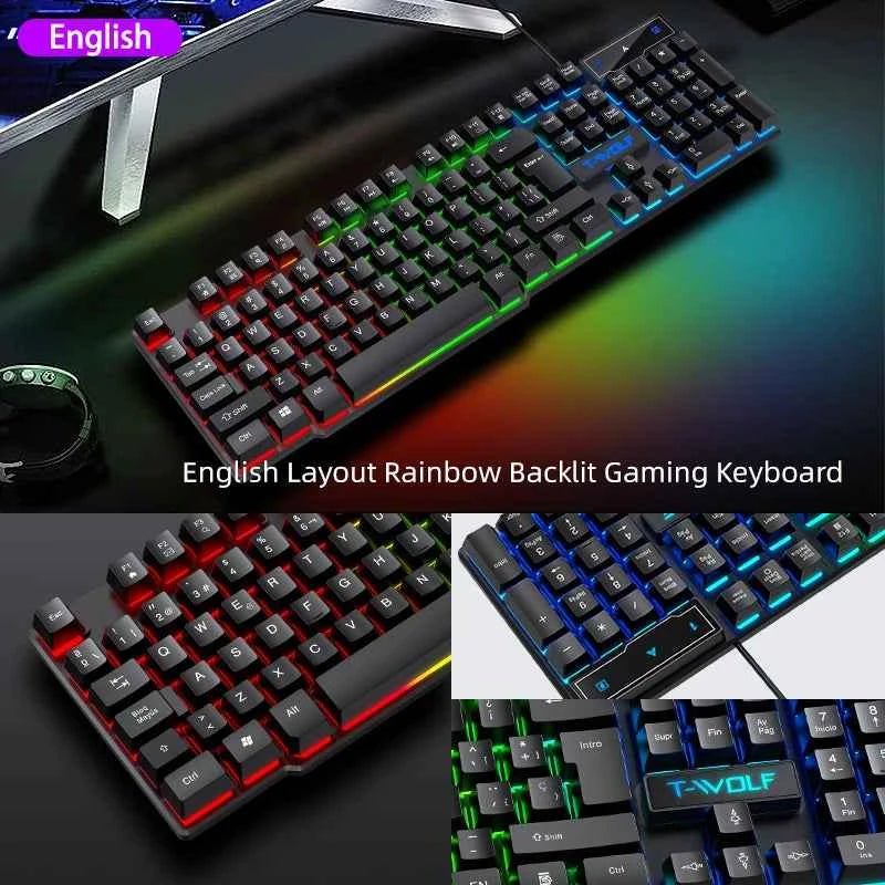 5-in-1 Set Gaming Combo Keyboard 4-color Breathing Light Mouse 3.5mm Gaming Headset Gaming Speaker Anti-slip Mouse Pad NEW HOT