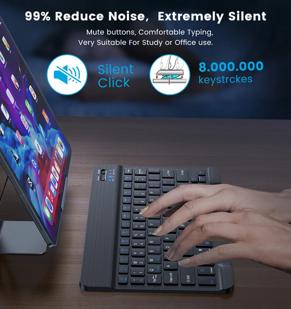 10inch Bluetooth Wireless Keyboard Rechargeable For Mobile Phones Tablet Russian Spanish French AZERT For Android ios Windows