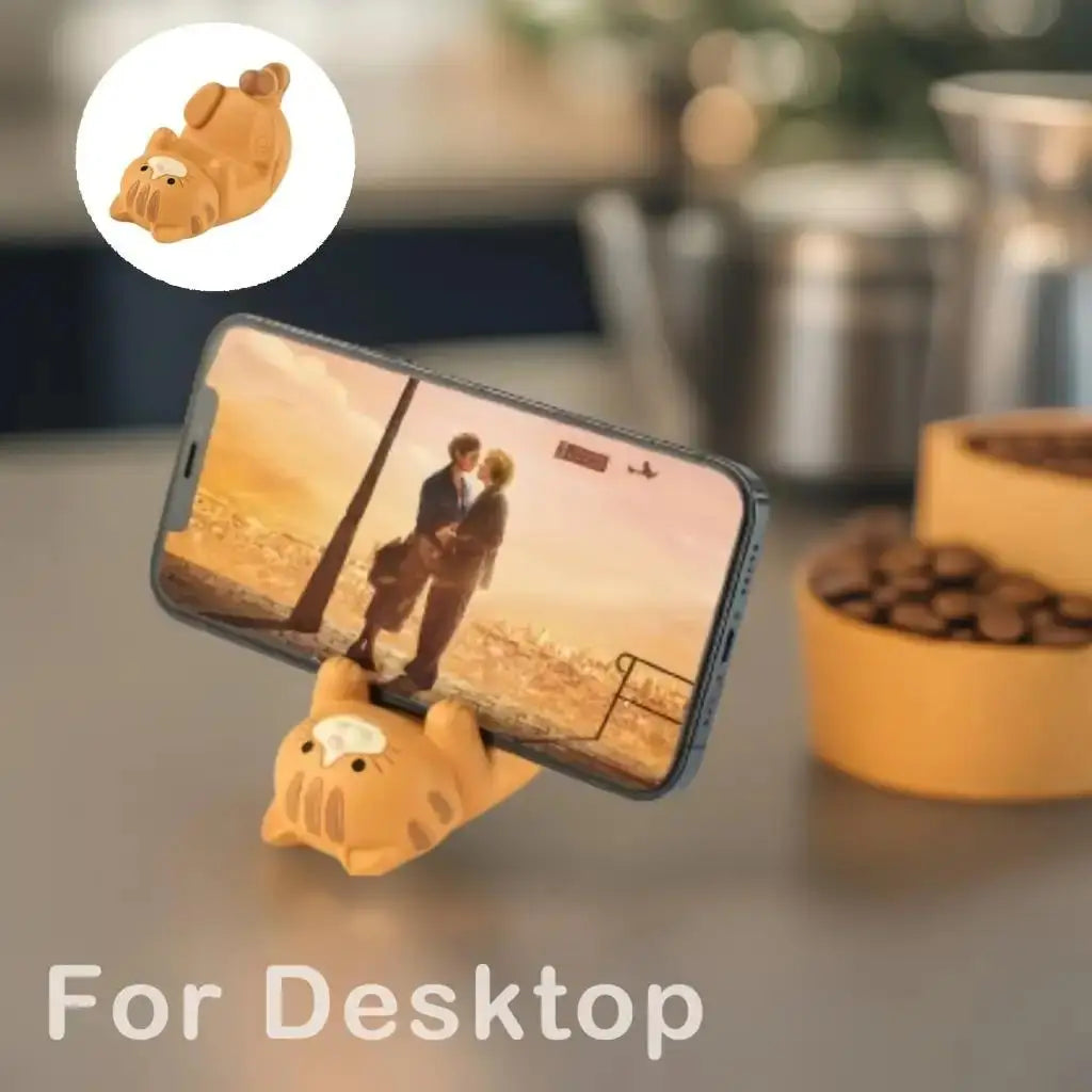 1pc Cat Phone Holder Cute Cartoon Resin Animal Cell Phone Stand Compatible with All Smartphones for Office Home Funny Gifts