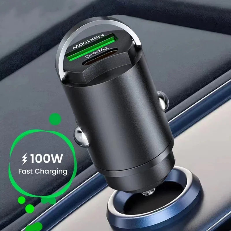 100W USB Car Charger Lighter Fast Charging USB Type C Car Phone Charger Adapter for iPhone Xiaomi Samsung Quick Charge 3.0 QC3.0
