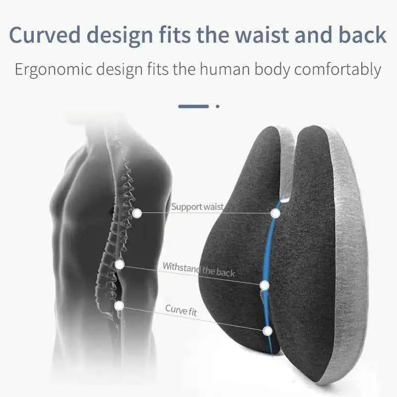 Memory Foam Office Chair Cushion Car Seat Support Waist Pillow Massage Lumbar Orthopedic Pillow Buttock Coccyx Cushion Back Pads