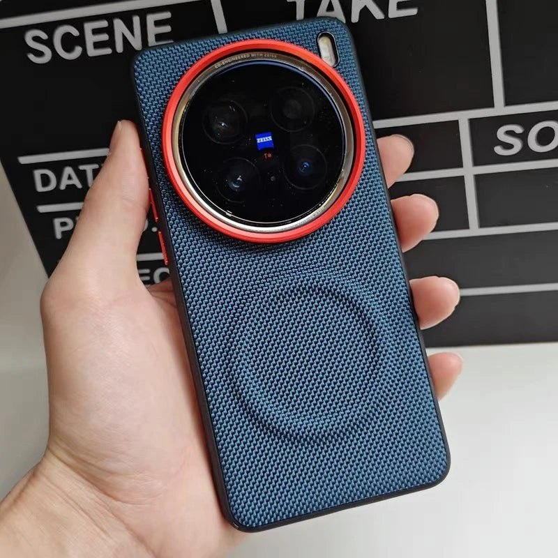 Magnetic Nylon Woven Case for Vivo X200/X200 Pro Mini/X200 Ultra/X300 Pro Matte Leather Skin-Friendly Shockproof Cover