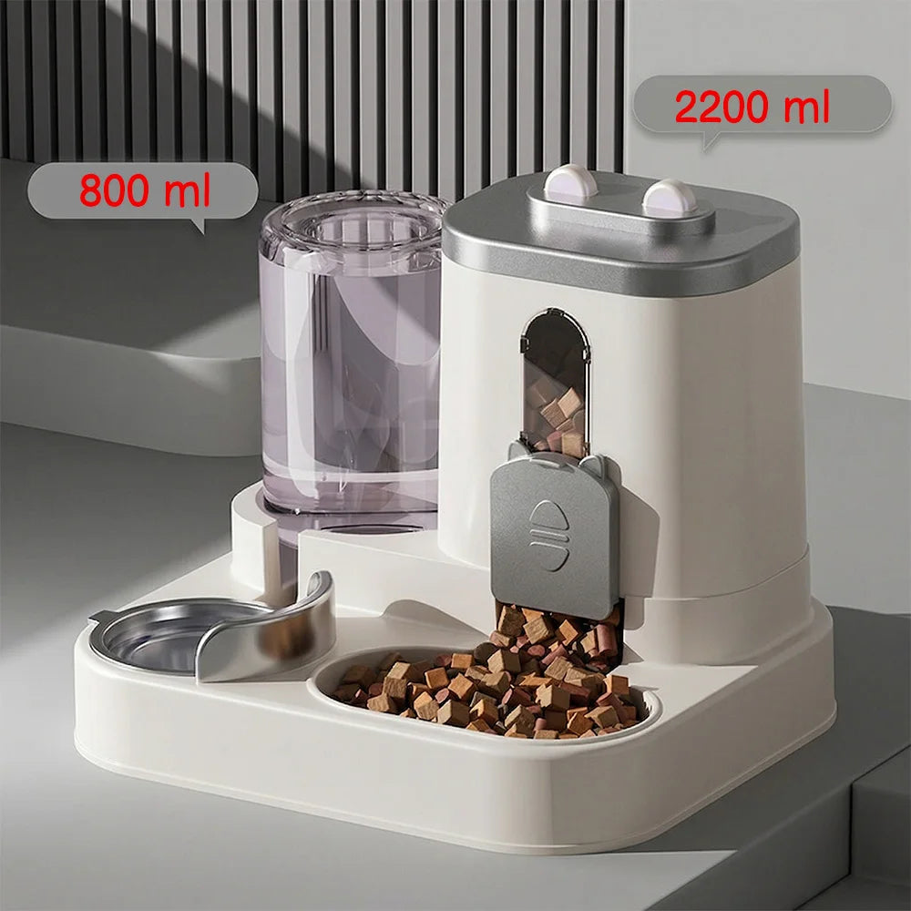 Automatic Cat Feeder Water Dispenser 2-in-1 Pet Food Container Gravity Feeding Bowl for Cat Dog Pet Supplies