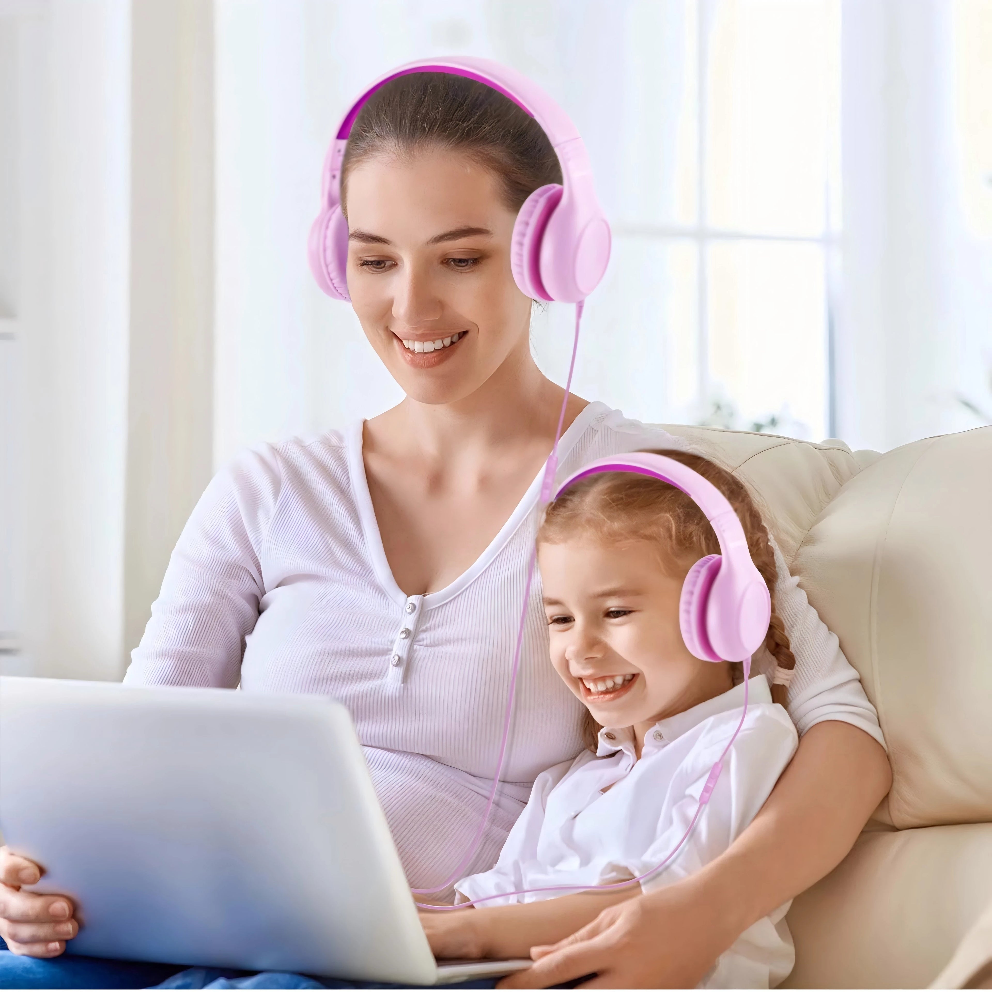 Wired Headphones with Microphone Foldable Adjustable Over Ear Kids Headphones for Girls Boys Children