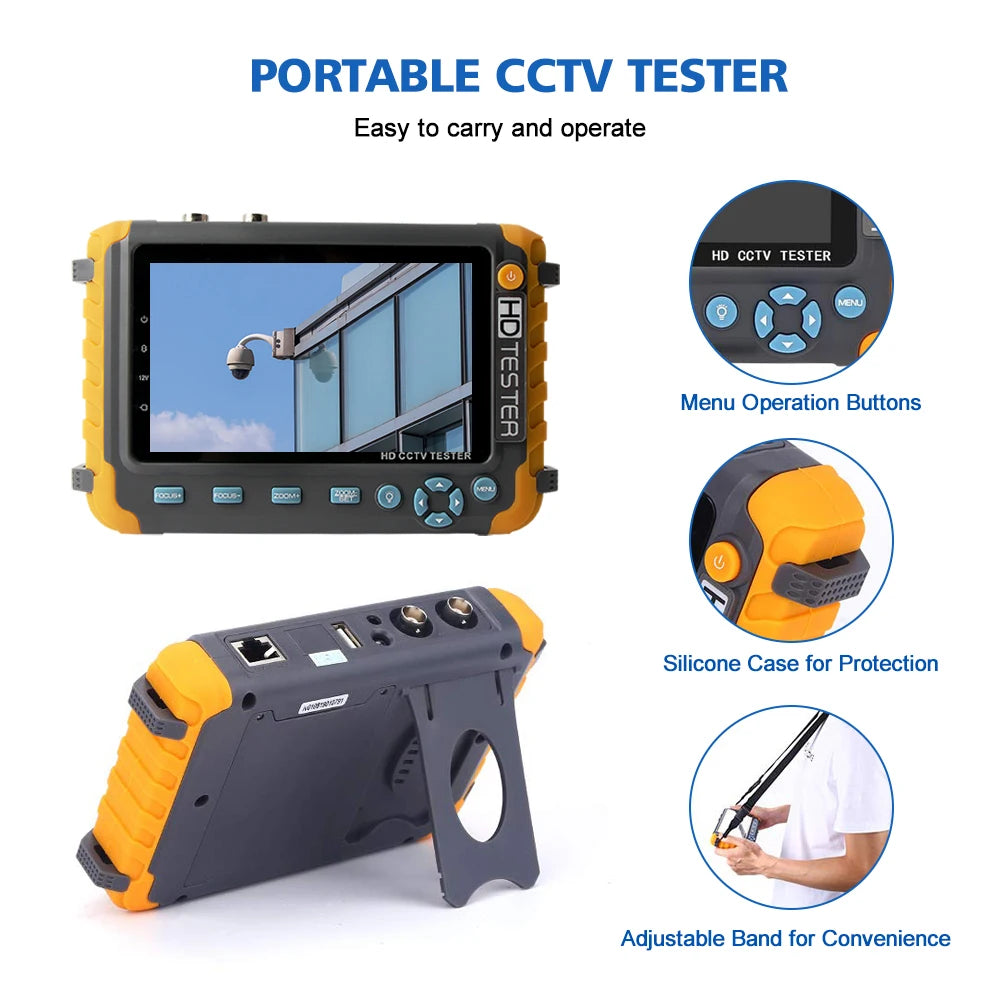 IV8W 8MP 4 in 1 AHD/CVI/TVI CVBS Security Camera Tester Monitor with HDMI VGA Input Audio RS485 PTZ control UTP Cable Tester