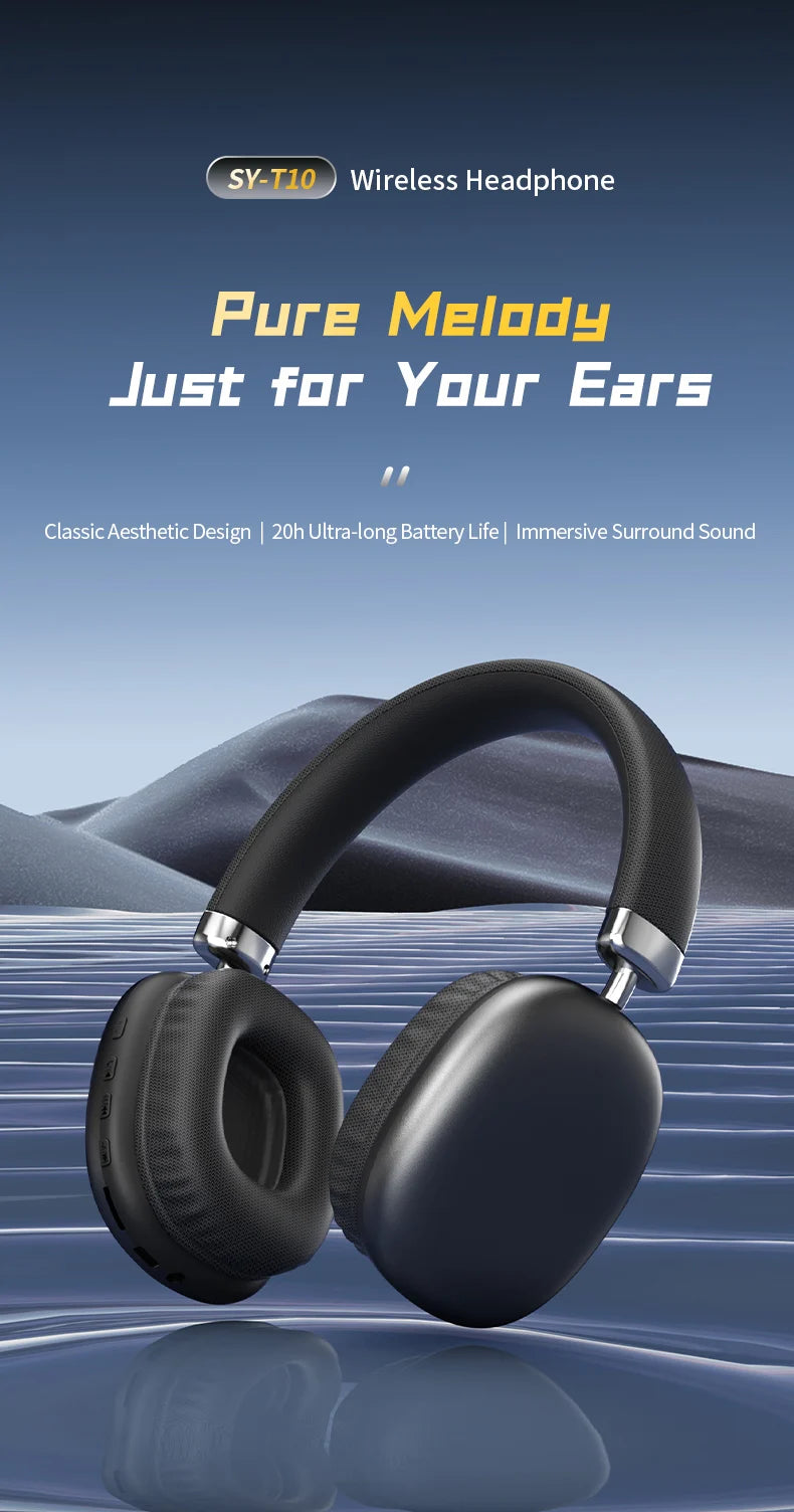 Simple Stylish Foldable Bluetooth Headphones Over Ear HiFi Stereo Wireless Headset Support AUX TF FM For Music Sports