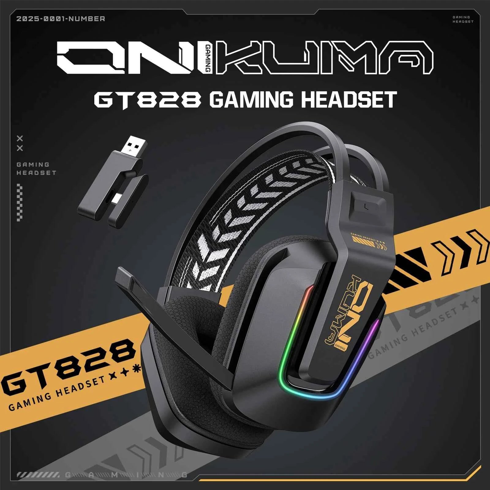 ONIKUMA GT828 Bluetooth Headset Four-mode Connection Over Ear HIFI Stereo Wireless Gaming Headsets with Mic for PC Laptops PS5