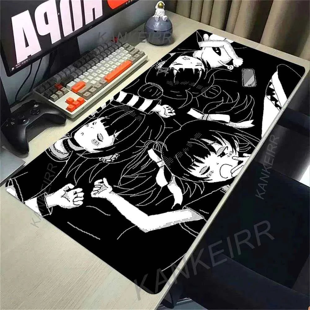 XXL Anime Girl Mouse Pad Black White Mousepad Large Gaming Keyboard Pads Office Pc Accessories Desk Mat PC Cabinet Mats Rug