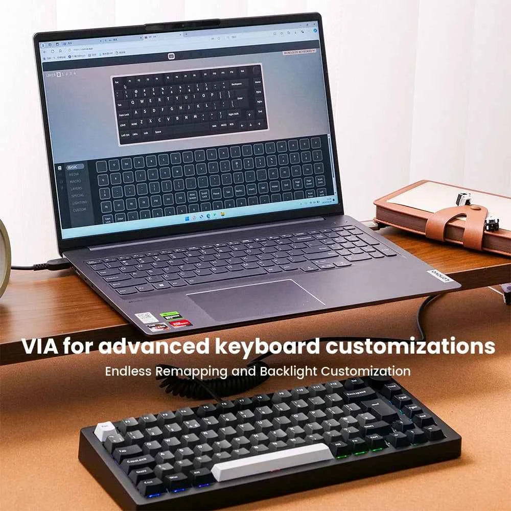 Akko MonsGeek M1 V5 Three-mode Mechanical Keyboard/Barebone Kit VIA 75% 3/5 Pin Customized Hot Swap RGB Rapid Disassemble Gasket