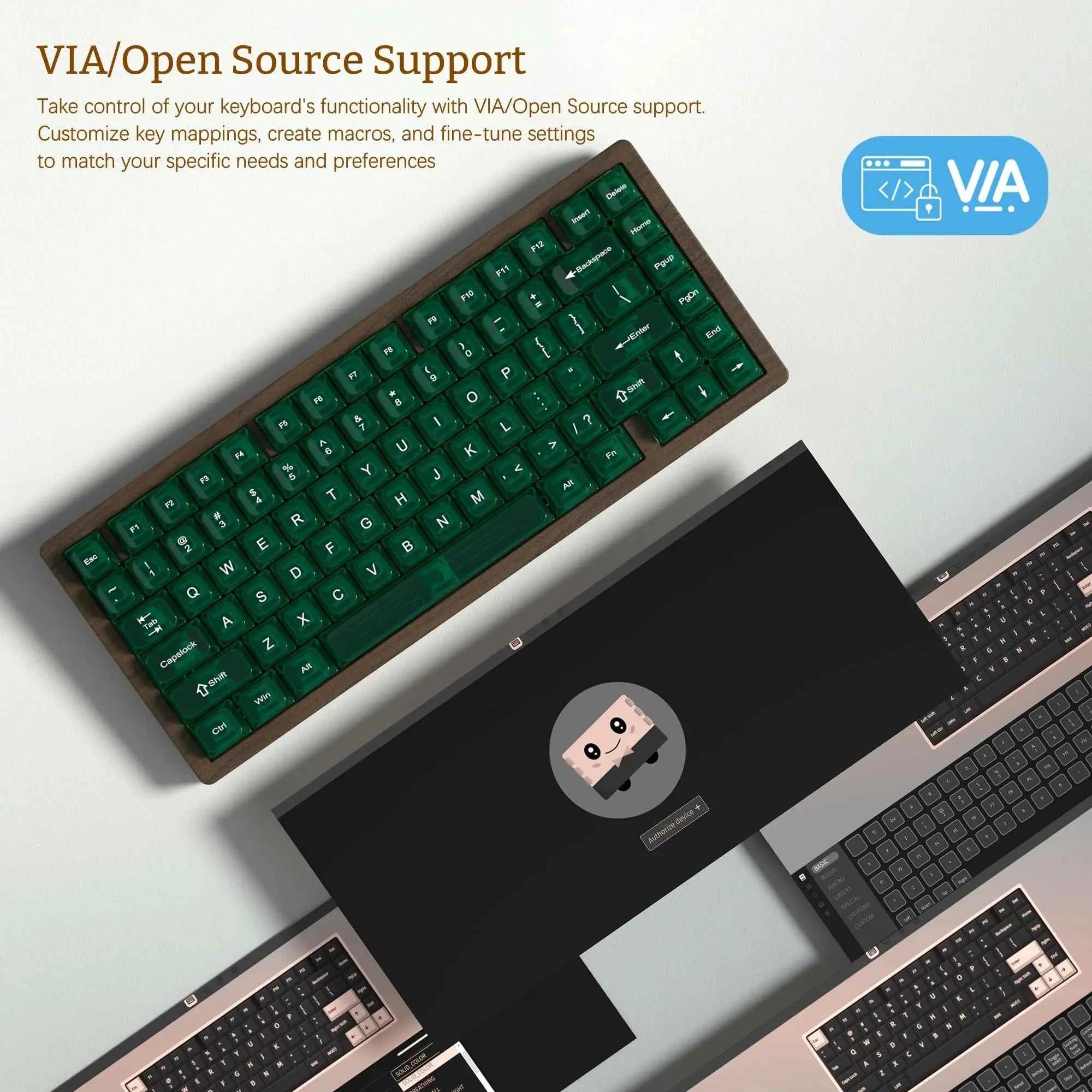 Womier WD75 QMK/VIA Wooden Gaming Keyboard 8000mAh Tri-Mode Wireless Mechanical Custom RGB Hot Swappable Keyboard