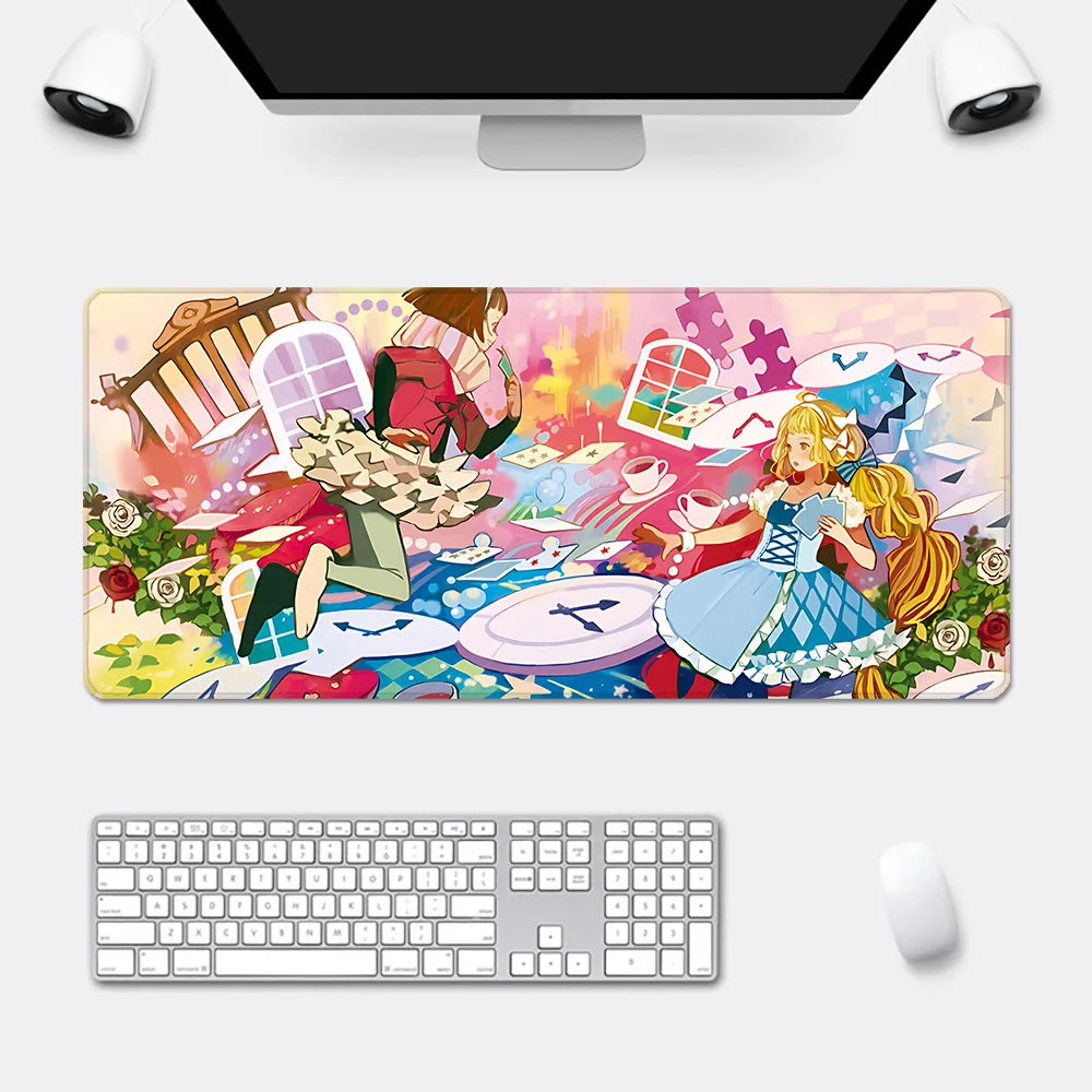 Cartoon Alice in Wonderland Mousepad HD Printing Computer Gamers Locking Edge Non-slip Mouse Pad XXL90x40cm Keyboard PC Desk Pad