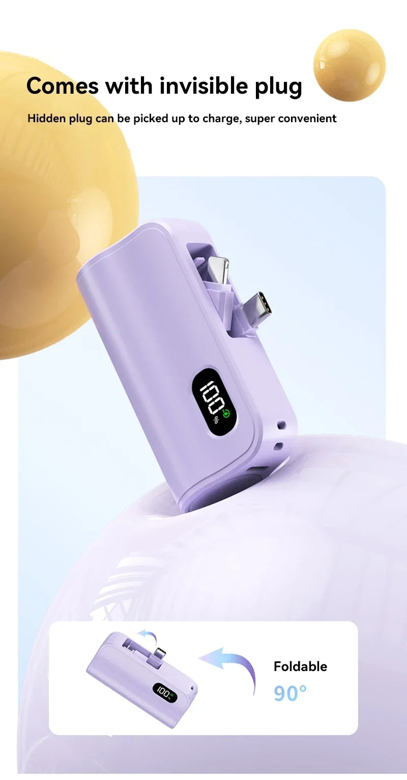 50000mAh Mini Capsule High Capacity Power Bank Portable Wireless Fast Charging External Battery for iPhone Xiaomi Huawei Samsung
