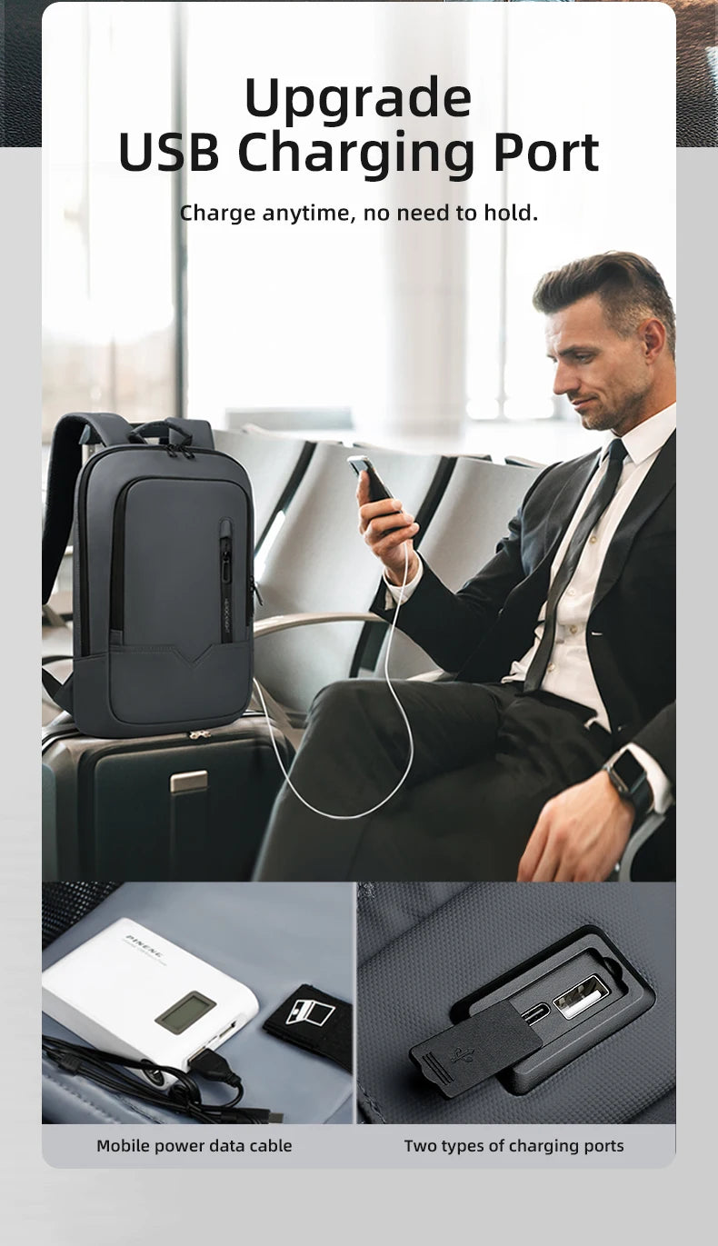 Heroic Knight Laptop Work Backpack Slim Men Waterproof Multifunctional 15.6