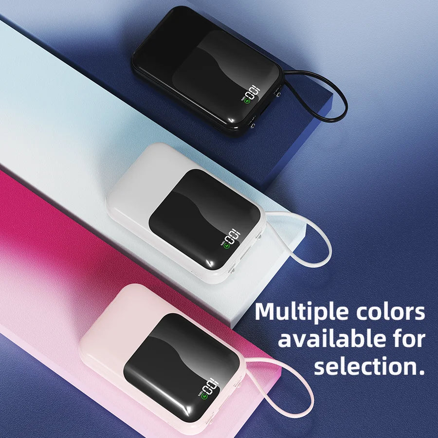 10000mAh Portable Power Bank for Universal Devices Super Fast Charging with Built-in Cable Large Capacity Power Bank for iPhone Samsung Huawei Xiaomi