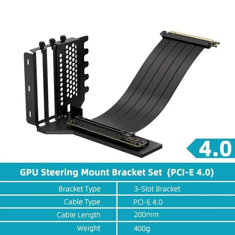 GPU Vertical Mounting Bracket Kit, PCIe 4.0/3.0 X16 Riser Cable 200mm, Graphics Card Steering Mounting Bracket