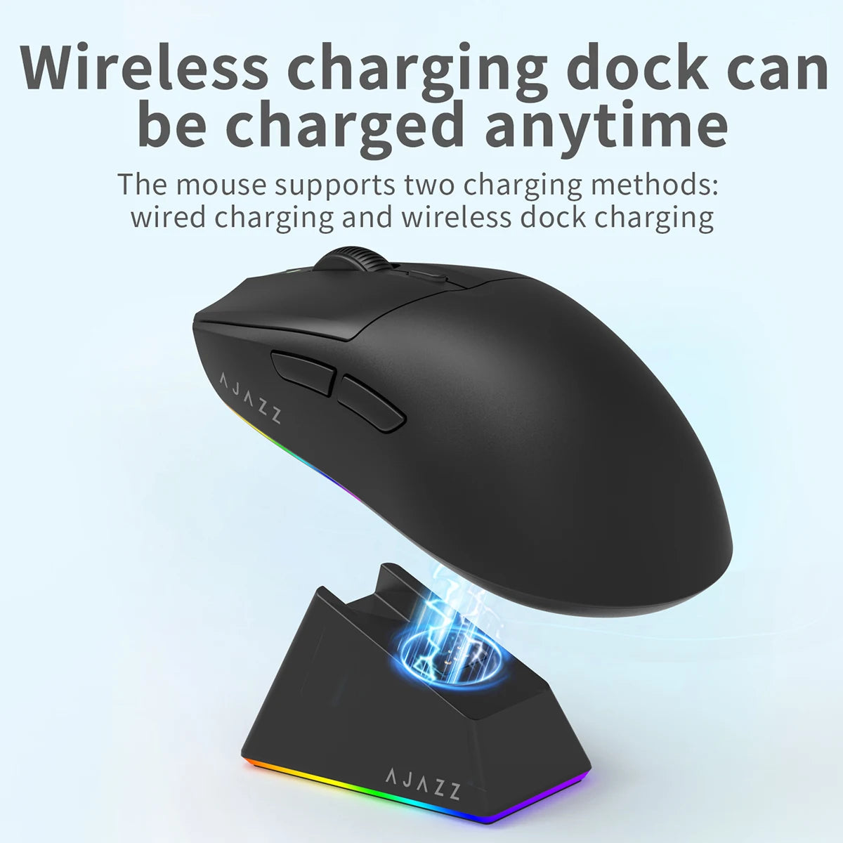AJAZZ AJ139 V2 MC 1000HZ Gaming Mouse Small/medium size tri-mode wireless PAW3311 sensor lightweight design RGB full-color magnetic base About 66g lightweight