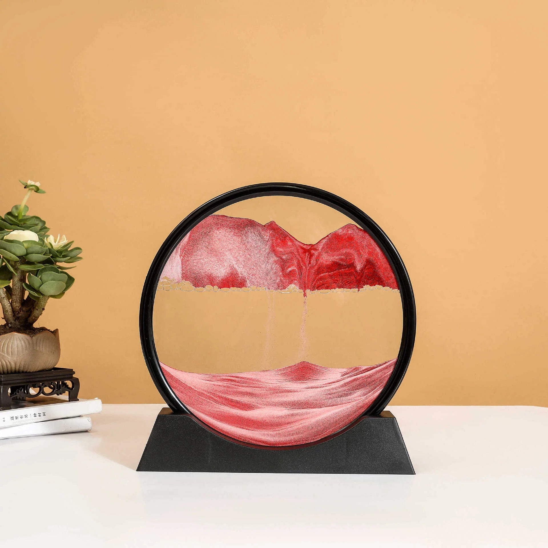 3D Sandscape Moving Sand Art Picture Round Glass Deep Sea Hourglass Quicksand Craft Flowing Sand Painting Office Home Decor Gift