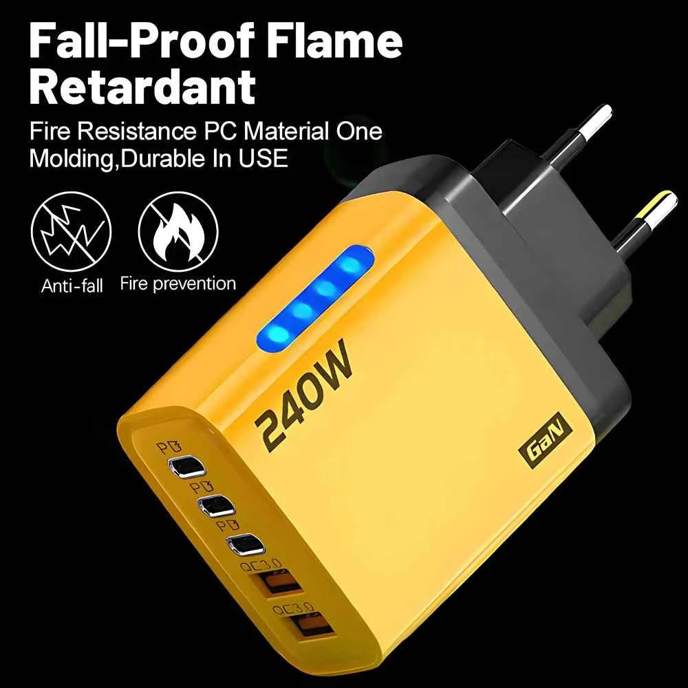5 Ports USB C PD Charger Quick Charge 3.0 Type C USB Phone Chargers Fast Charging Adapter For iPhone 16 15 Samsung Xiaomi Huawei