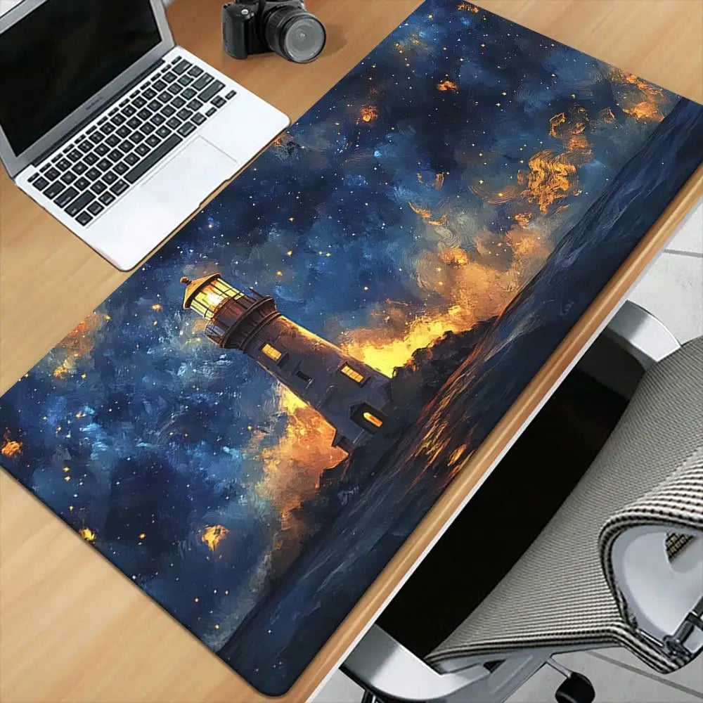 1pc Oceans And Lighthouses Pattern HD Printed Pad For Desk, Multi Functional XXL Mousepad, Keyboard Gaming Mouse Mats, Office Computjavascript:Er PC Gamer Desk