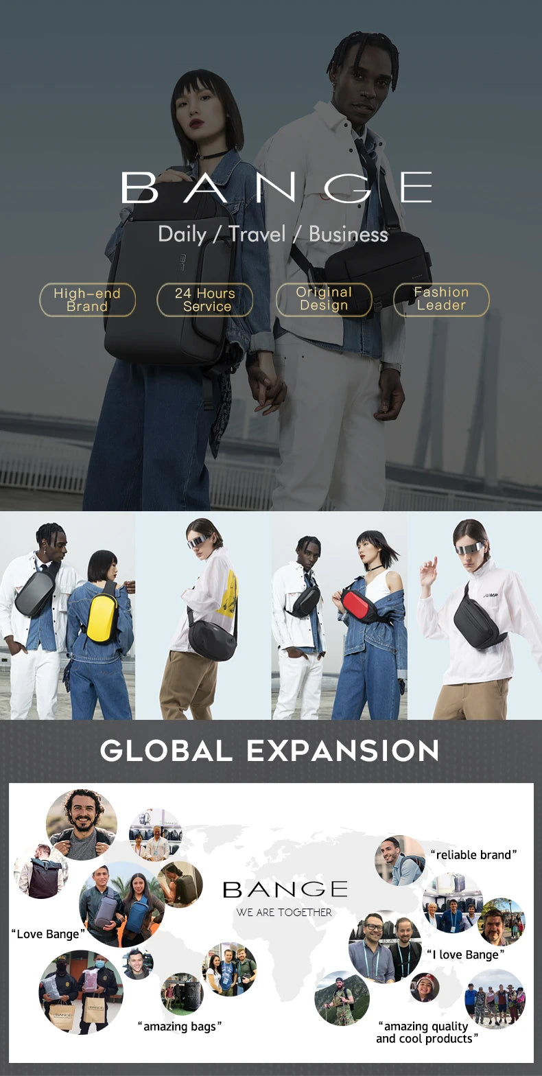 Mochila bange Backpacks Laptop Backpack Anti-theft Waterproof Scratch Prevention School Backpacks Men Business Travel Bag