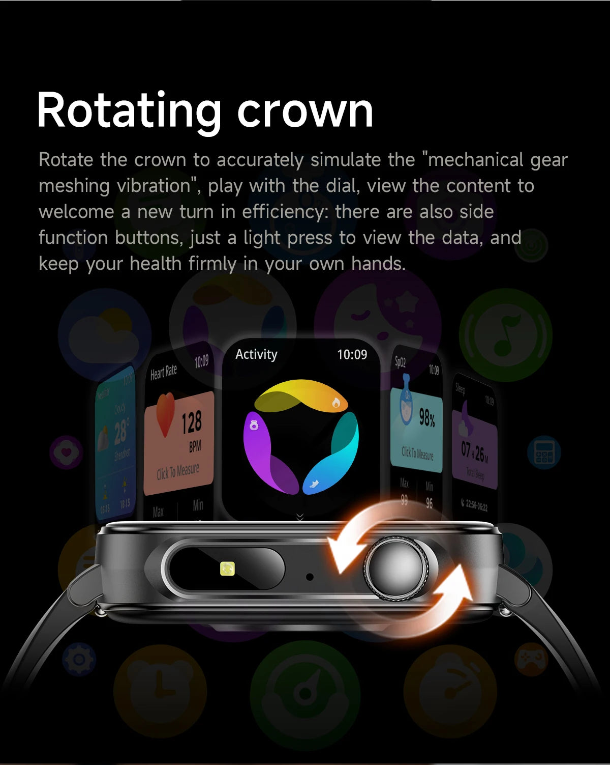 2025 New Smart Watch Men Women Type-C Charging Heart Rate LED Flashlight Bluetooth Call IP68 Waterproof SmartWatch for Android