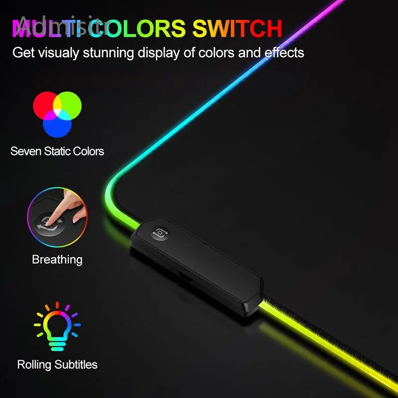 LED Desk Mat Black and White Lines RGB Computer Mouse Pad Gamer Cabinet Luminescence Abstract Mousepad Keyboard Gaming Deskmat