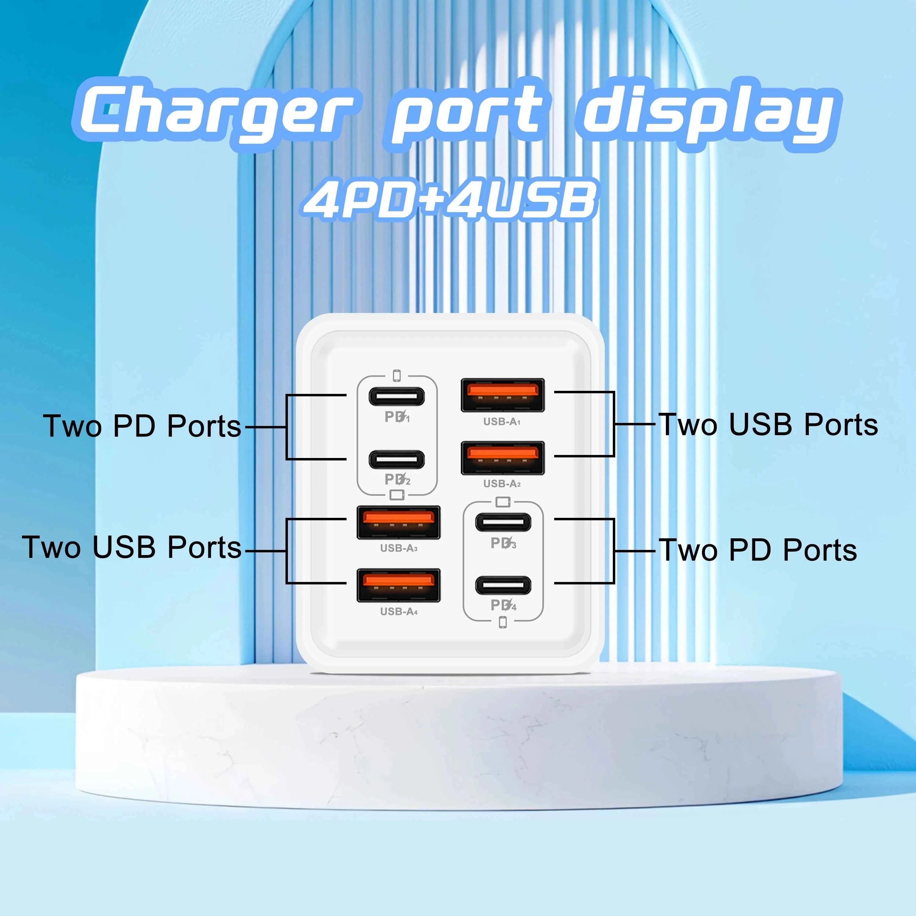 240W GaN USB C Charger 8 in 1 Fast Charging Phone Charger Power Adapter For iPhone Samsung Xiaomi Type C EU/US Plug Wall Charger