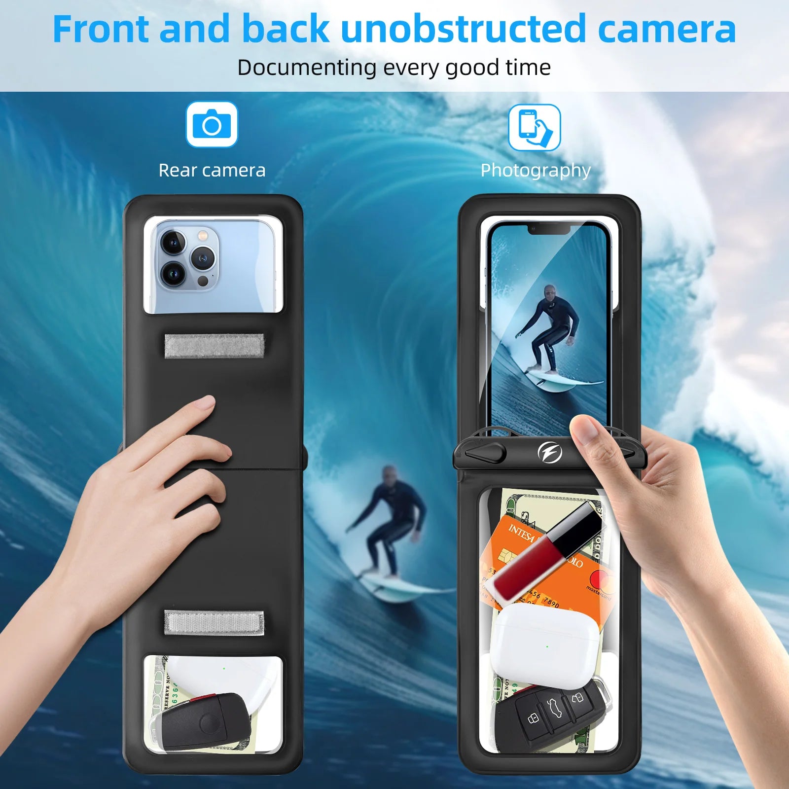 Waterproof Underwater PVC Package Pouch Diving Bags For iPhone Outdoor Mobile Phone Double Pocket Case For Samsung Xiaomi Huawei
