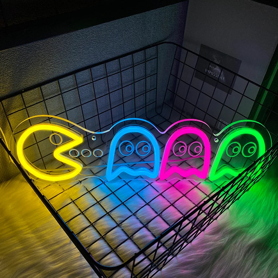 Game Neon Sign For Wall Decor,Light Up Sign For Gaming Room,Man Cave Decoration,Birthday Halloween Christmas Gift,USB Powered
