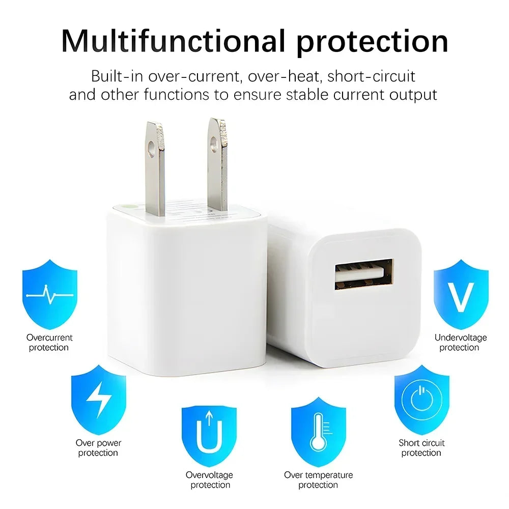 1-5Pcs USB Wall Charger Adapter Fast Charging For iPhone 14 13 12 11 Pro Max XR XS X 8 7 6 Plus for iPad Travel Adapter US Plug
