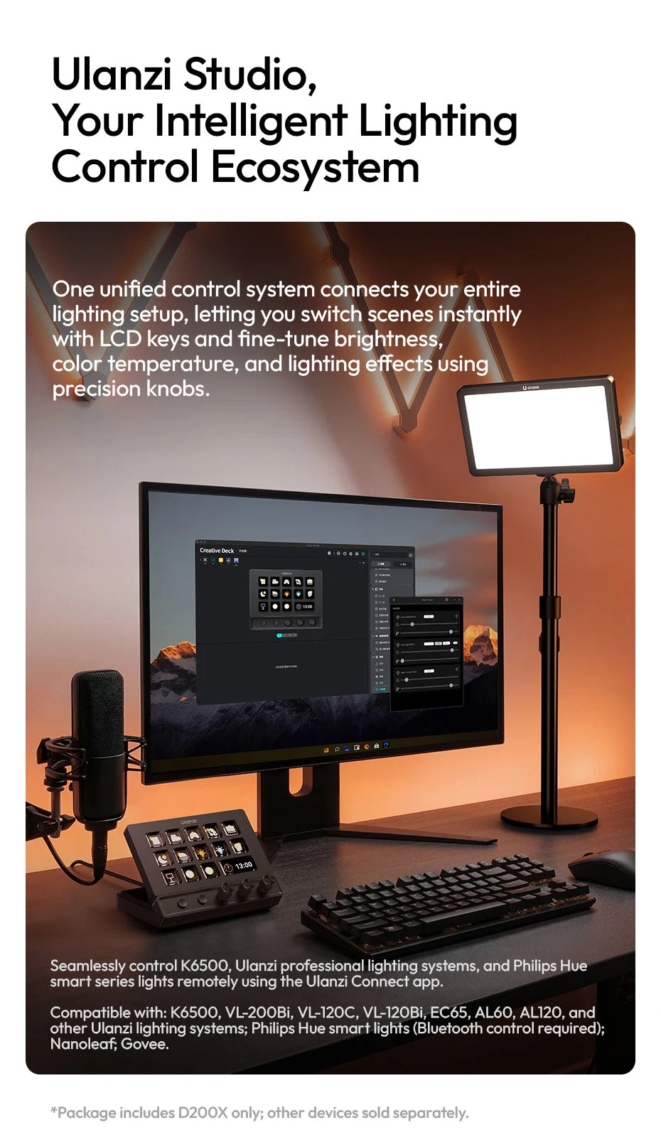 Ulanzi D200X All-in-One Creative Deck Desktop Control Hub for Video Photo Editing Smart Lighting Livestream Console Ecosystem