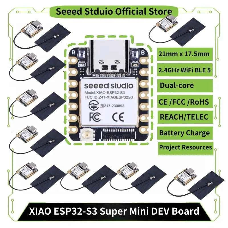 1-10PCS ESP32S3 Mini Development Boards Seeed Studio XIAO ESP32 S3 Arduino MicroPython Dev Board 240MHz 2.4GHz WiFi Bluetooth