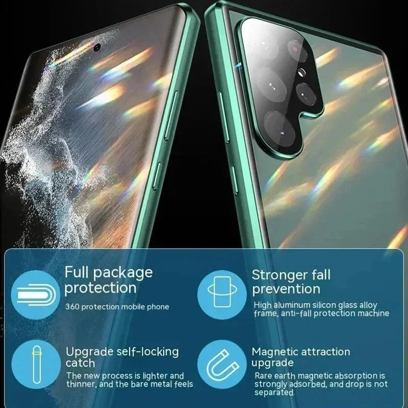 Anti Peeping Metal Phone Case For Samsung Galaxy S25 S24 S23 S26 Ultra Plus 360 Degree Privacy Protection Magnetic Phone Cov