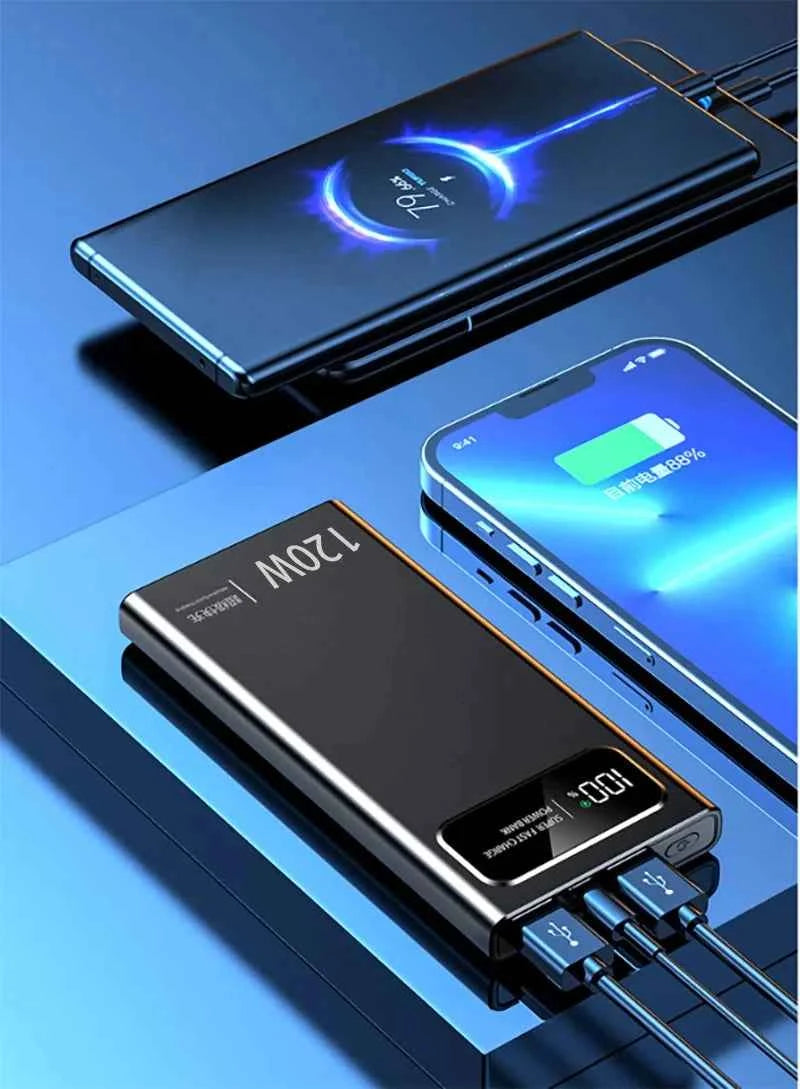 2026 CCC Certified 200000mAh 740Wh 120W Super Fast Charging Power Bank LED Digital Display Long Lasting for iOS Android Laptops