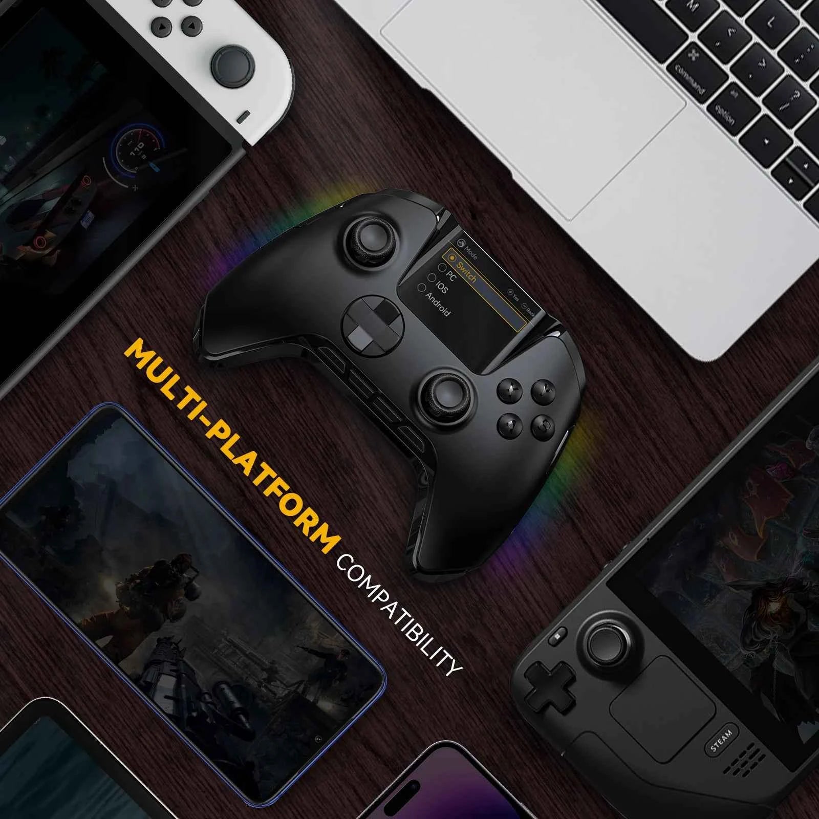 Mamba One V2 Screen Interactive Wireless Gaming Controller for iOS/Android/Switch/PC  Hall Effect,1800mAh with Charging Dock
