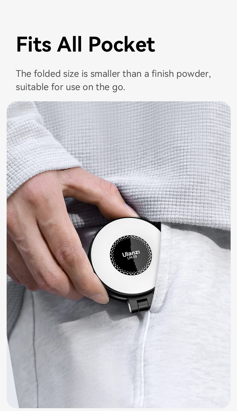 Ulanzi LM19 MagSafe Light CRI 95+ for Vlog Livestream Photograph Bi-Color Flip Fill Light Suitable for Magnetic Mobile Phones
