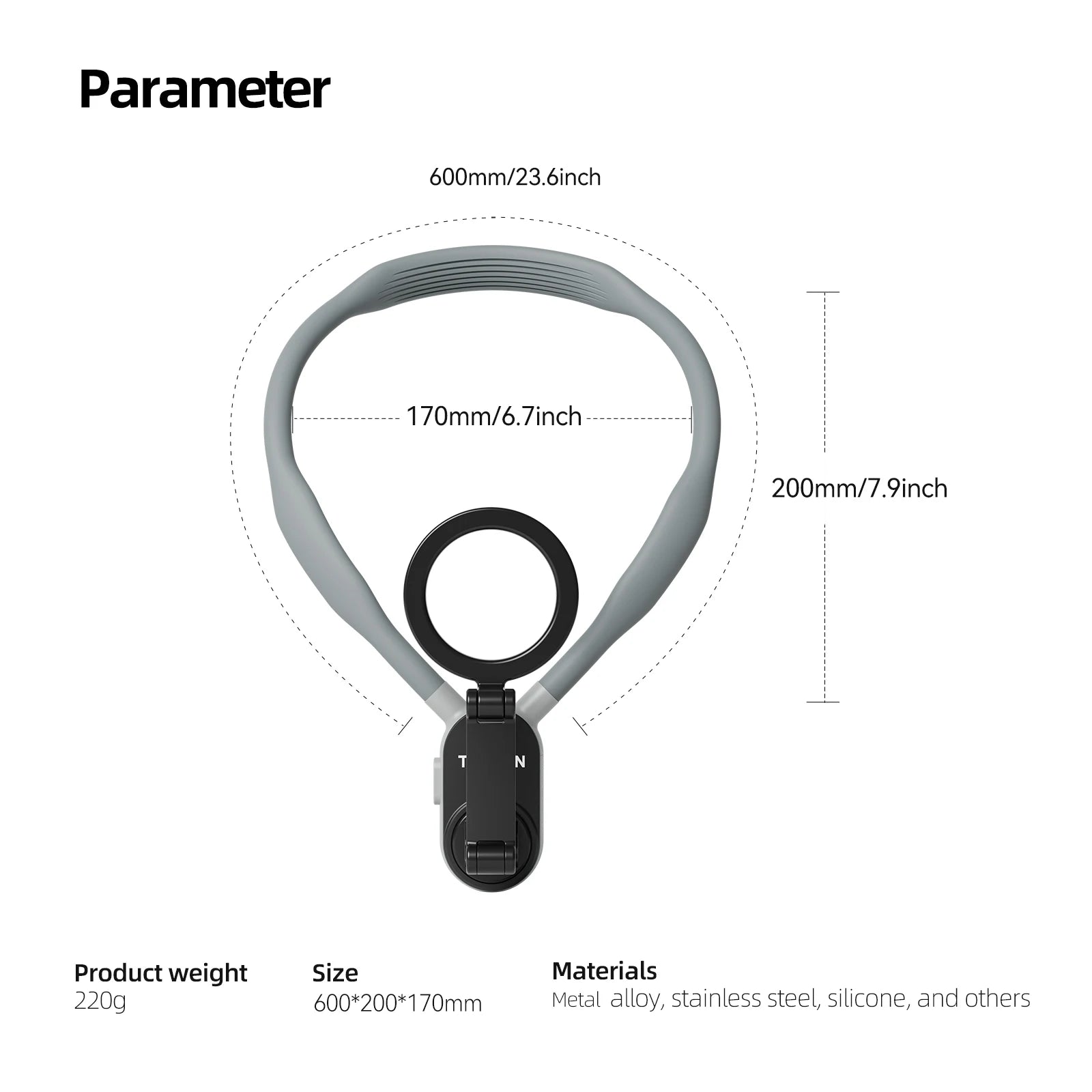 TELESIN Silicone Magnetic Neck Mount Quick Release Phone Stand Universal Compatible with iPhone MagSafe Samsung Huawei Xiaomi