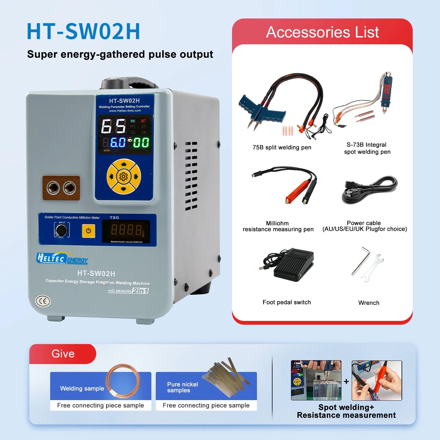 Heltec 21KW 36KW 42KW Capacitor Storage Battery Spot Welding Machine/Portable Small Spot Welder LED Display 0.5mm Thickness