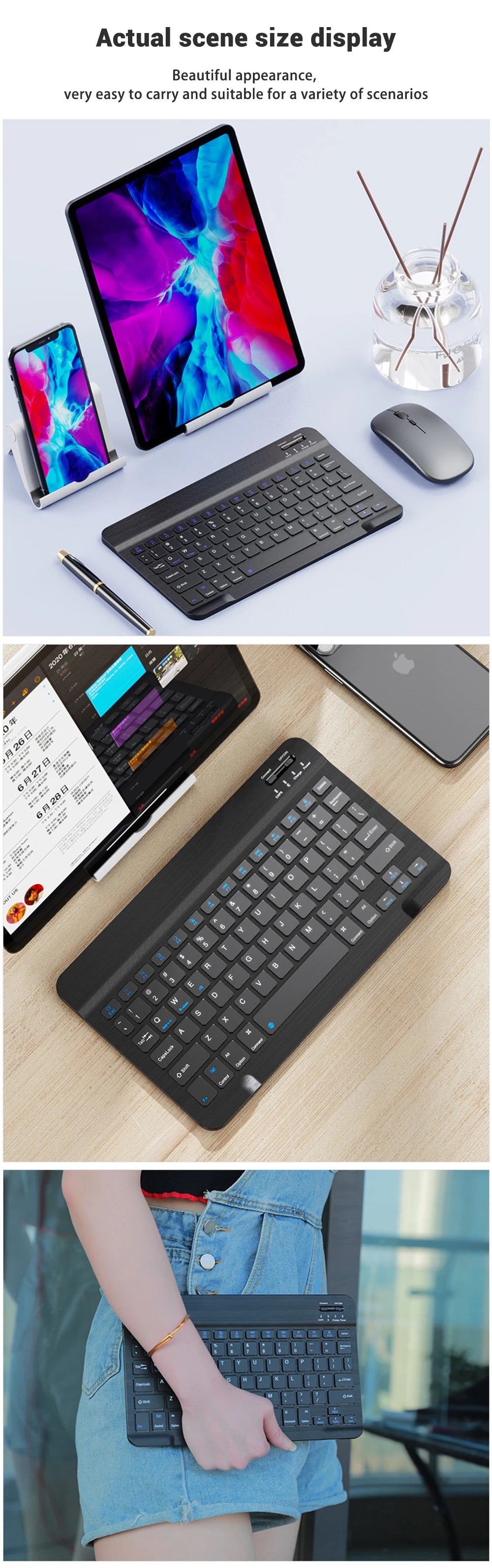 EMTRA Bluetooth Wireless Keyboard Mouse For Samsung Xiaomi Huawei Tablet For iPad Air Mini 5 Pro Spanish Korean Russian Keyboard