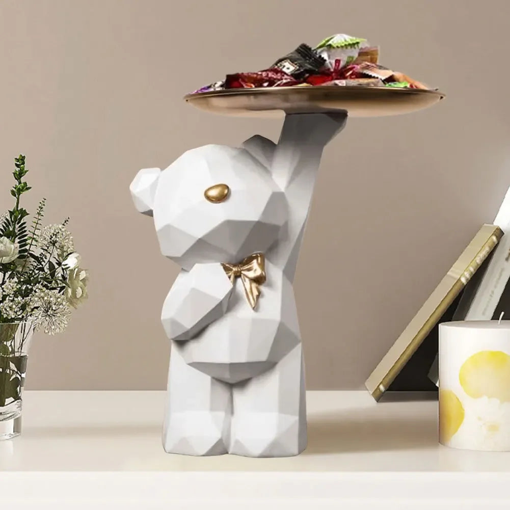Resin Storage Box Crafts Geometric Bear Resin Desk Decoration Candy Sundries Household Supplies for Office Coffee Shop