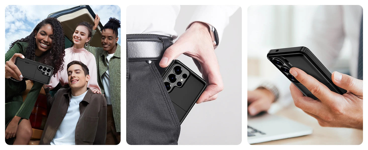 Wallet Card Holder Case For Samsung Galaxy S26 Ultra S25 S24 S23 S25 FE S22 Slide Slot Slim Hard PC Heavy Duty Protective Covers