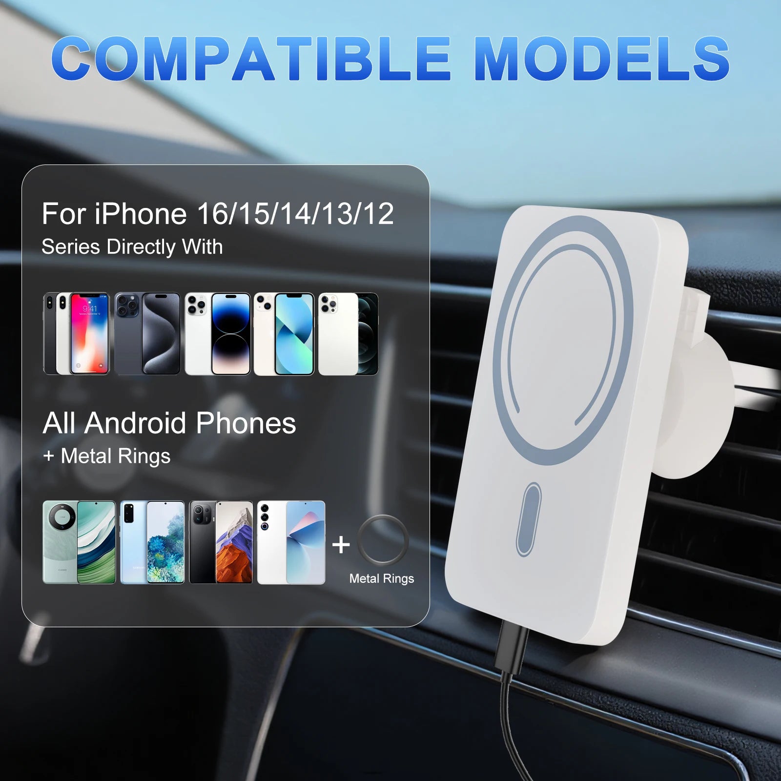 Magnet Wireless Car Charger 15W Phone Holder Car Air Vent Fast Charging Pad For Magsafe iPhone 17 16 15 14 13
