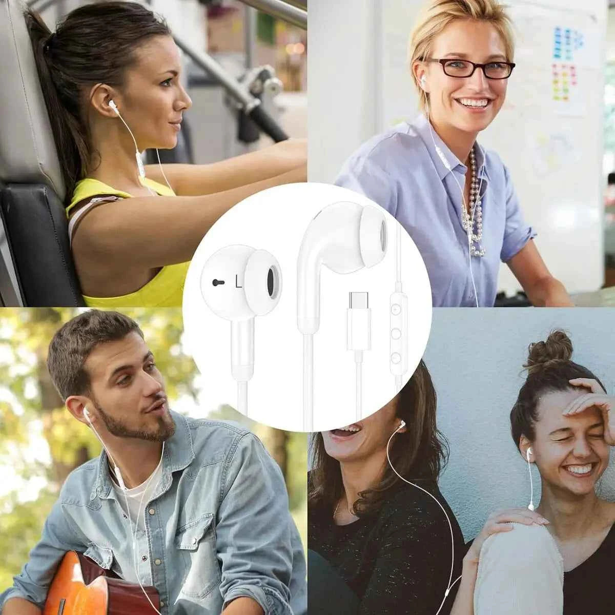 USB C In-Ear Wired Headphones with Mic Volume Control Noise Isolating HiFi Stereo Earphones Earbuds for iPhone 17 16 15 Samsung